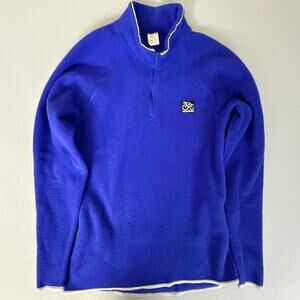 Vintage Nashbar Blue Polar Fleece 1/4 Zip Cycling Pullover Made USA L Tall